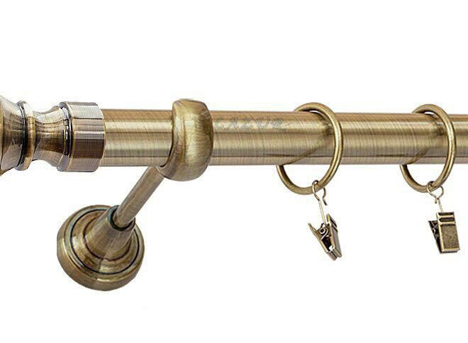 Karnisz BOSTON Antyk Mosiądz, Pojedynczy 25 rura gładka - 180 cm