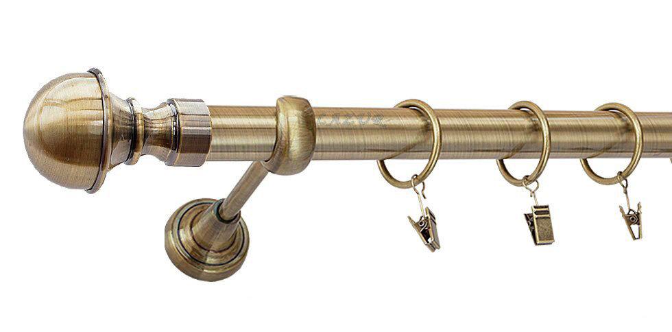 Karnisz BOSTON Antyk Mosiądz, Pojedynczy 25 rura gładka - 160 cm