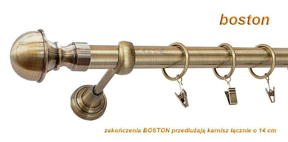 Karnisz BOSTON Antyk Mosiądz, Pojedynczy 25 rura gładka - 160 cm - obrazek 3