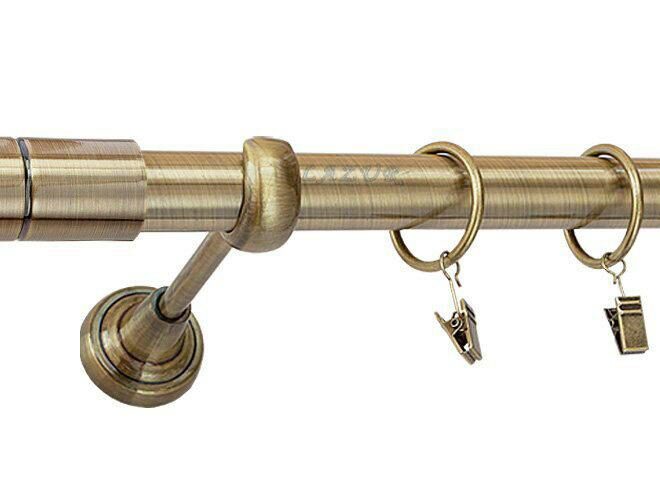 Karnisz CYLINDER Antyk Mosiądz, Pojedynczy 25 rura gładka - 480 cm
