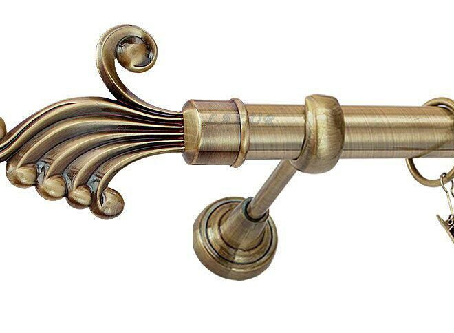 Karnisz FANTAZJA Antyk Mosiądz, Pojedynczy 25 rura gładka - 260 cm