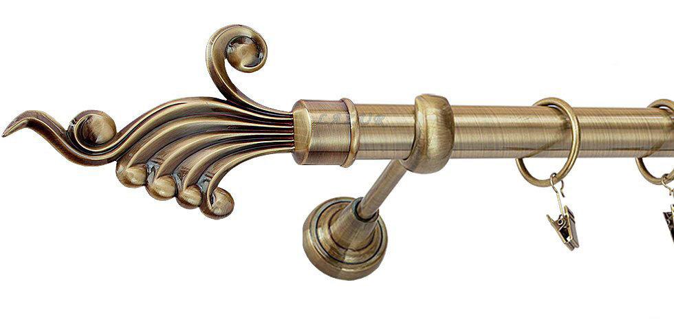 Karnisz FANTAZJA Antyk Mosiądz, Pojedynczy 25 rura gładka - 160 cm