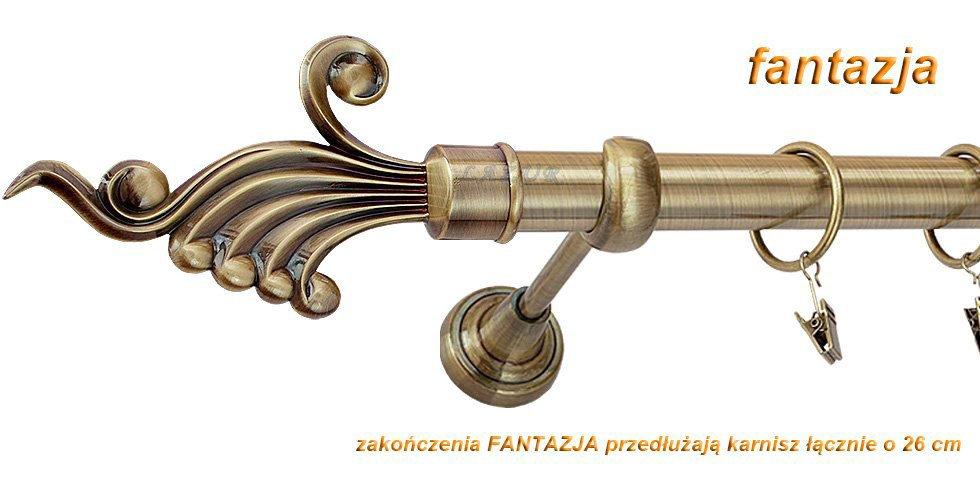 Karnisz FANTAZJA Antyk Mosiądz, Pojedynczy 25 rura gładka - 160 cm - obrazek 3