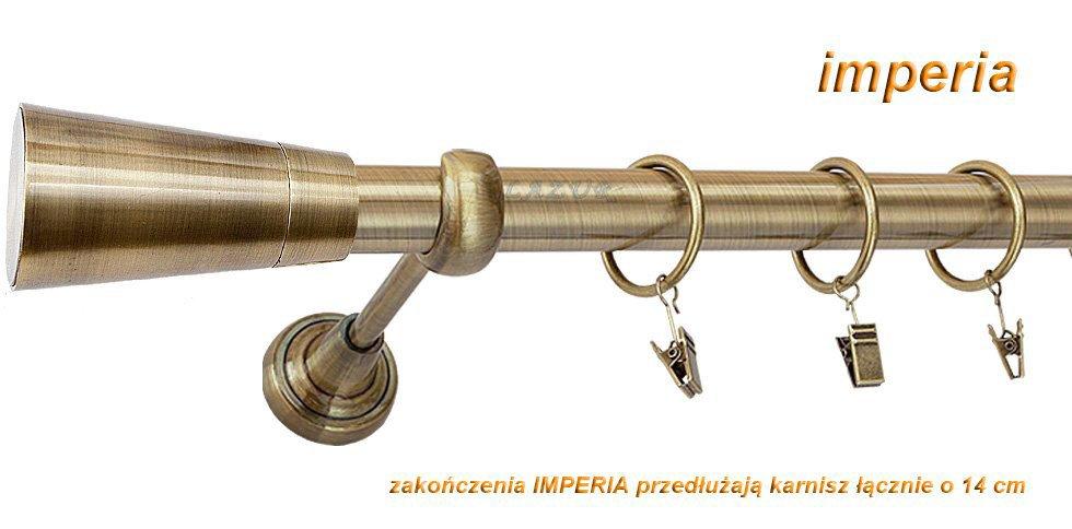 Karnisz IMPERIA Antyk Mosiądz, Pojedynczy 25 rura gładka - 200 cm - obrazek 3