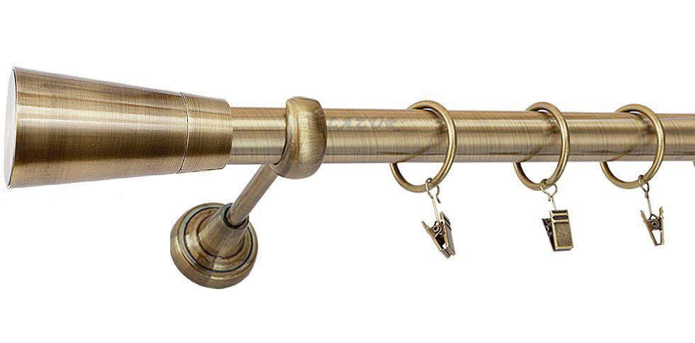 Karnisz IMPERIA Antyk Mosiądz, Pojedynczy 25 rura gładka - 200 cm