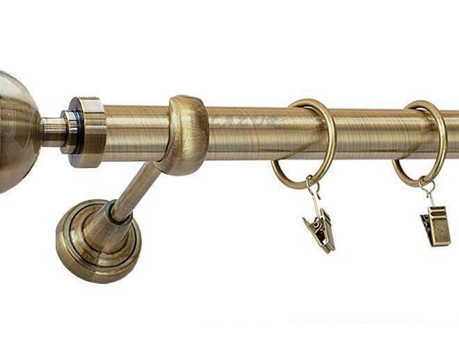 Karnisz KULA LUX Antyk Mosiądz, Pojedynczy 25 rura gładka - 340 cm