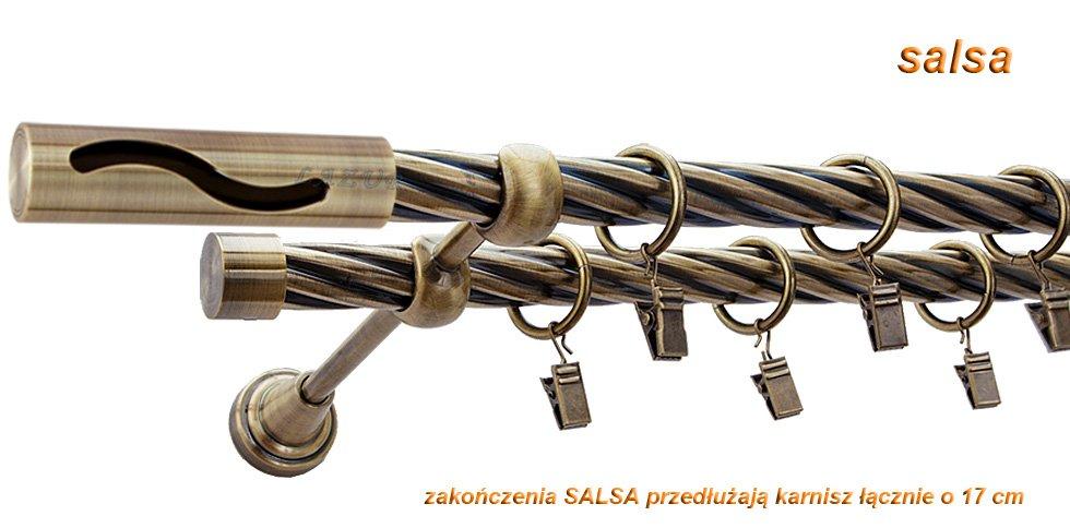 Karnisz SALSA Antyk MosiĄdz, Podwójny 19 + 19 rura skrętna - 160 cm - obrazek 3