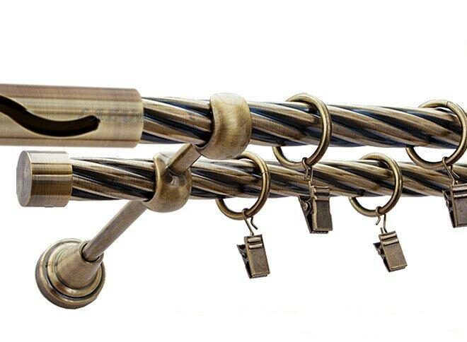 Karnisz SALSA Antyk MosiĄdz, Podwójny 19 + 19 rura skrętna - 480 cm