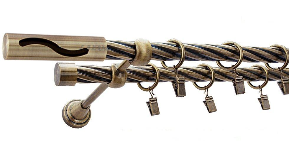 Karnisz SALSA Antyk MosiĄdz, Podwójny 19 + 19 rura skrętna - 160 cm