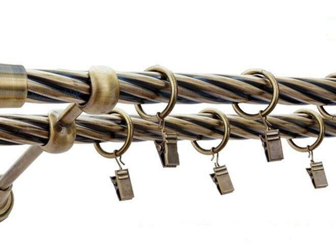 Karnisz MONACO Antyk Mosiądz, Podwójny 19 + 19 rura skrętna - 480 cm