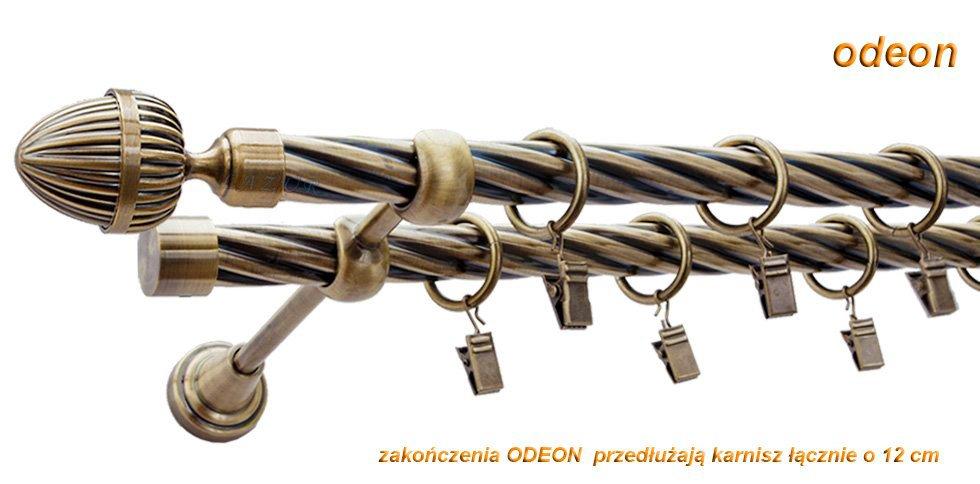 Karnisz ODEON Antyk Mosiądz, Podwójny 19 + 19 rura skrętna - 480 cm - obrazek 3