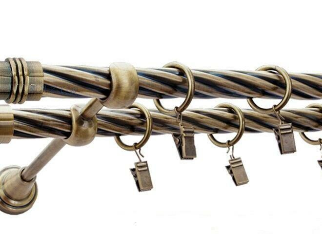 Karnisz PRINCE Antyk Mosiądz, Podwójny 19 + 19 rura skrętna - 480 cm