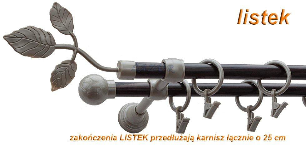 Karnisz Motyw Kute Satyna + Wenge, Podwójne 16 + 16 LISTEK - 220 cm - obrazek 3