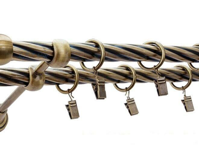 Karnisz KULA Antyk Mosiądz, Podwójny 19 + 19 rura skrętna - 480 cm