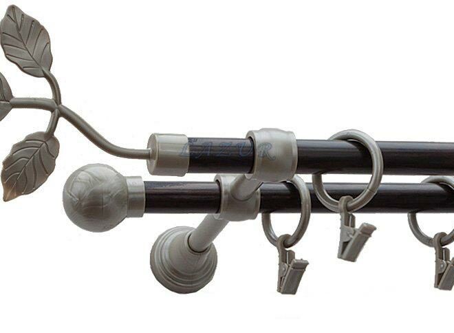 Karnisz Motyw Kute Satyna + Wenge, Podwójne 16 + 16 LISTEK - 480 cm