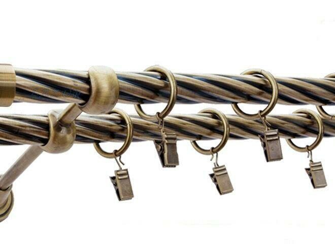 Karnisz ZAŚLEPKA Antyk Mosiądz, Podwójny 19 + 19 rura skrętna - 480 cm