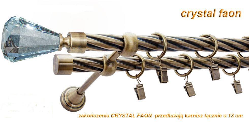 Karnisz FAON Antyk Mosiądz, Podwójny 19 + 19 rura skrętna - 200 cm - obrazek 3