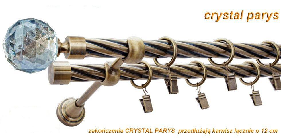 Karnisz PARYS Antyk Mosiądz, Podwójny 19 + 19 rura skrętna - 320 cm - obrazek 3