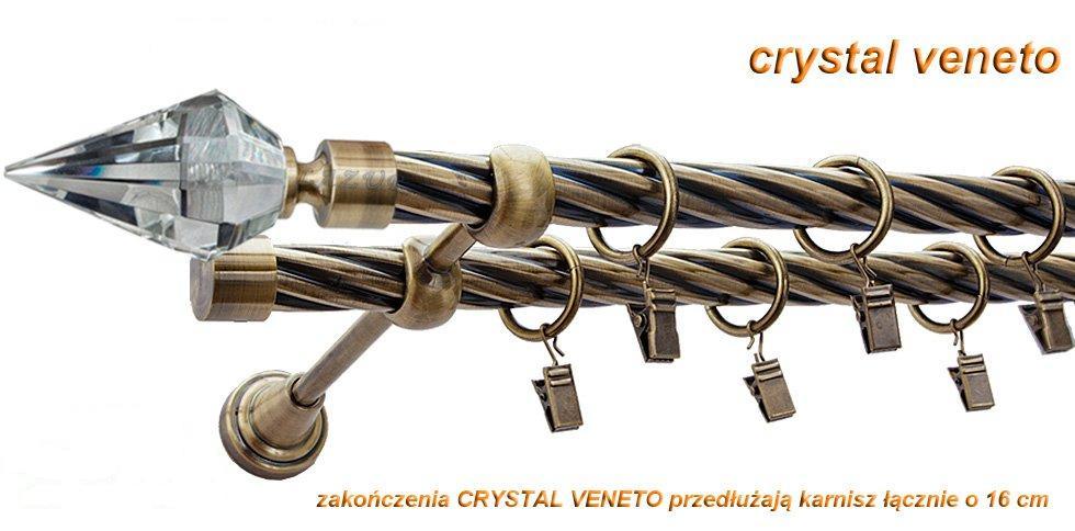 Karnisz VENETO Antyk Mosiądz, Podwójny 19 + 19 rura skrętna - 160 cm - obrazek 3