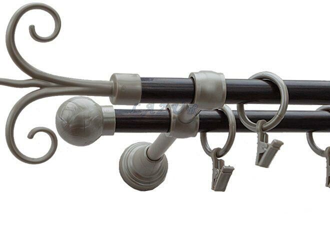 Karnisz Motyw Kute Satyna + Wenge, Podwójne 16 + 16 FANTAZJA - 480 cm