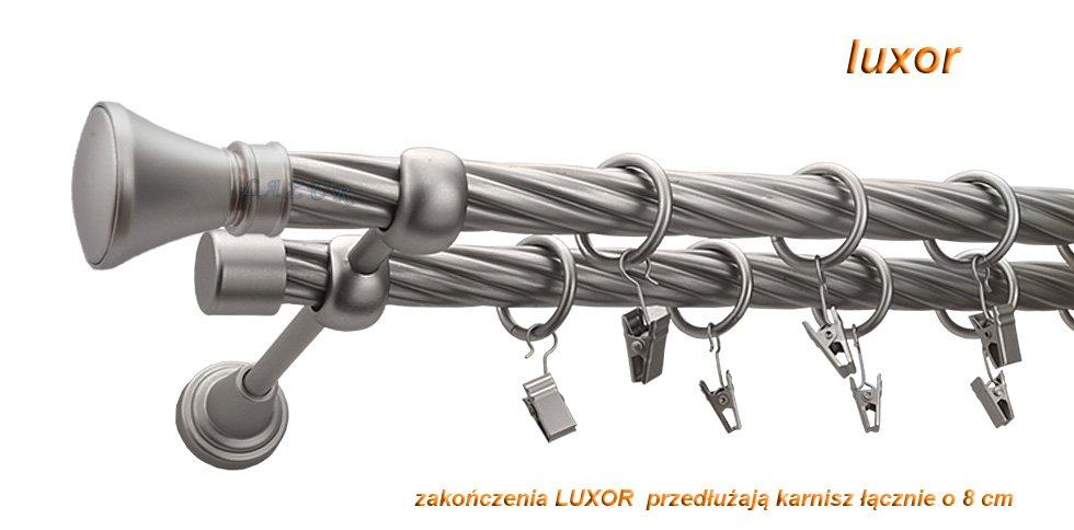 Karnisz LUXOR Satyna Nikiel, Podwójny 19 + 19 rura skrętna - 400 cm - obrazek 3