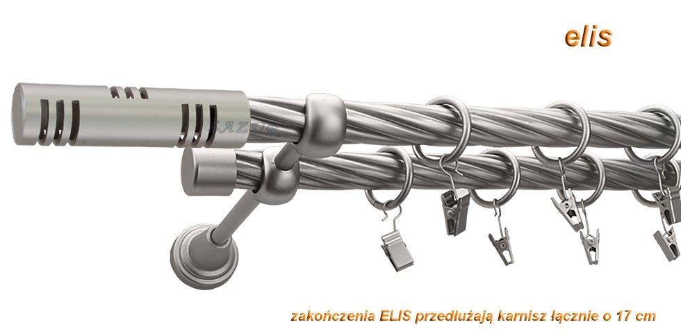 Karnisz ELIS Satyna Nikiel, Podwójny 19 + 19 rura skrętna - 480 cm - obrazek 3
