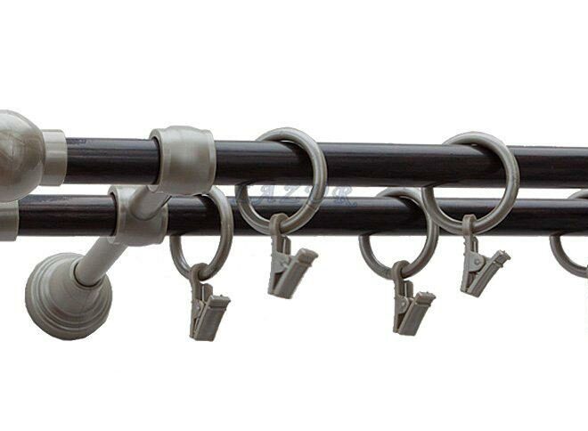 Karnisz Motyw Kute Satyna + Wenge, Podwójne 16 + 16 KULA - 480 cm