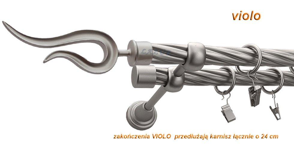 Karnisz VIOLO Satyna Nikiel, Podwójny 19 + 19 rura skrętna - 200 cm - obrazek 3