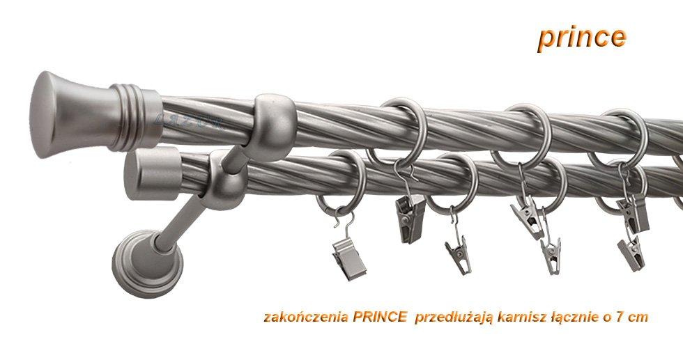 Karnisz PRINCE Satyna Nikiel, Podwójny 19 + 19 rura skrętna - 160 cm - obrazek 3
