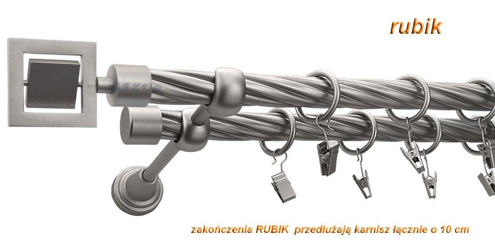 Karnisz RUBIK Satyna Nikiel, Podwójny 19 + 19 rura skrętna - 160 cm - obrazek 3