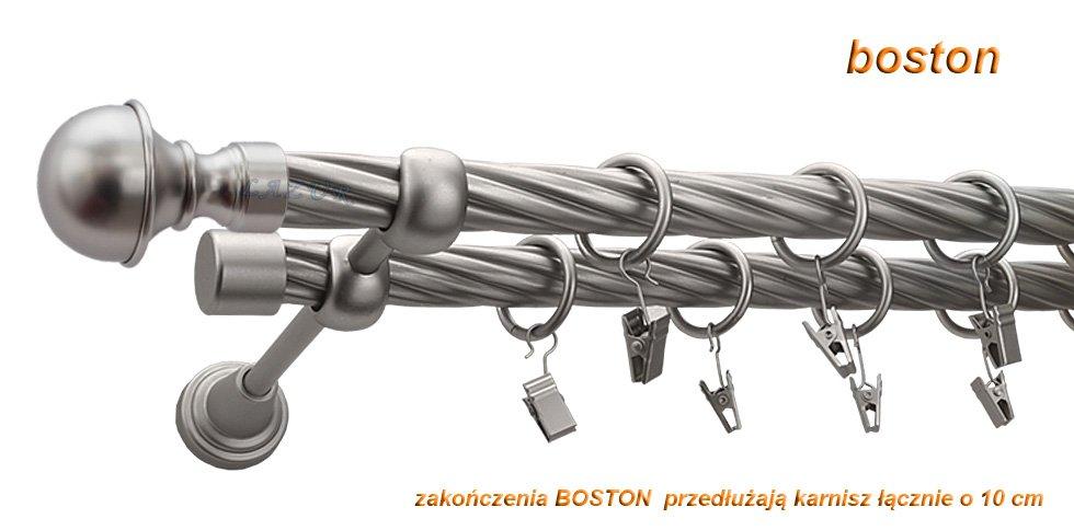Karnisz BOSTON Satyna Nikiel, Podwójny 19 + 19 rura skrętna - 480 cm - obrazek 3