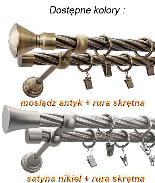 Alternative view of Karnisz BAWARO Satyna Nikiel, Podwójny 19 + 19 rura skrętna - 480 cm