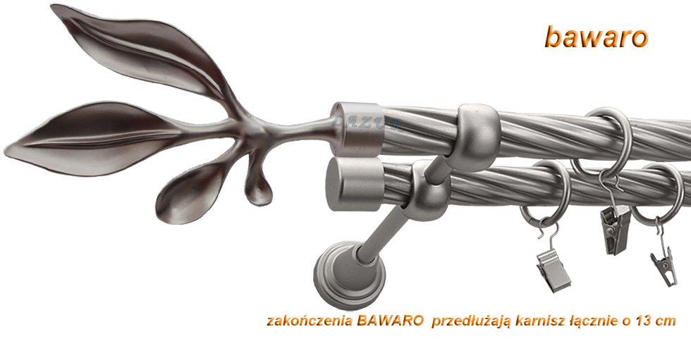 Karnisz BAWARO Satyna Nikiel, Podwójny 19 + 19 rura skrętna - 480 cm - obrazek 3