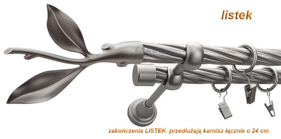 Karnisz LISTEK Satyna Nikiel, Podwójny 19 + 19 rura skrętna - 480 cm - obrazek 3