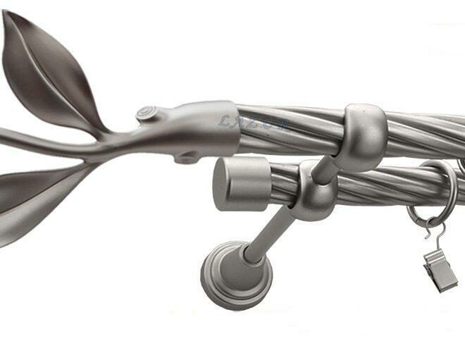 Karnisz LISTEK Satyna Nikiel, Podwójny 19 + 19 rura skrętna - 480 cm