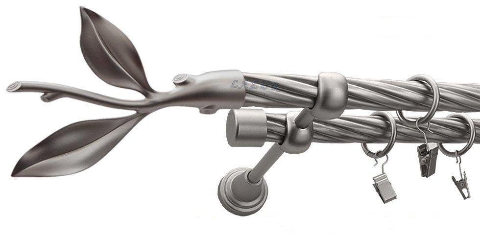 Karnisz LISTEK Satyna Nikiel, Podwójny 19 + 19 rura skrętna - 480 cm