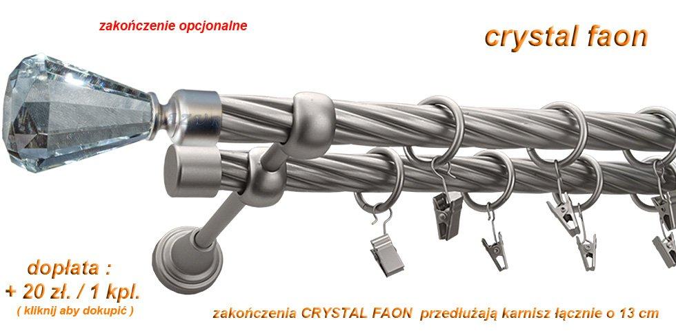 Karnisz FAON Satyna Nikiel, Podwójny 19 + 19 rura skrętna - 400 cm - obrazek 3