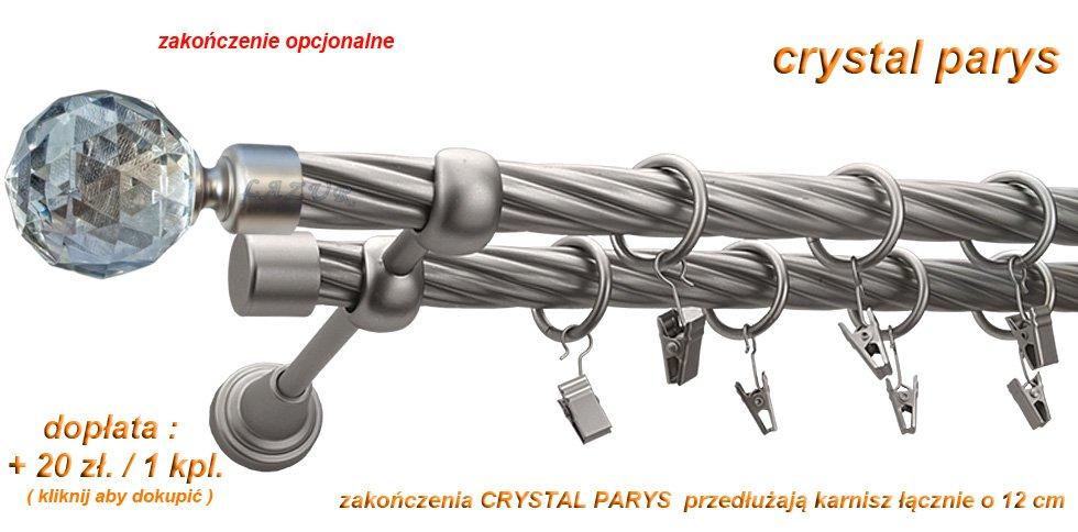 Karnisz PARYS Satyna Nikiel, Podwójny 19 + 19 rura skrętna - 400 cm - obrazek 3