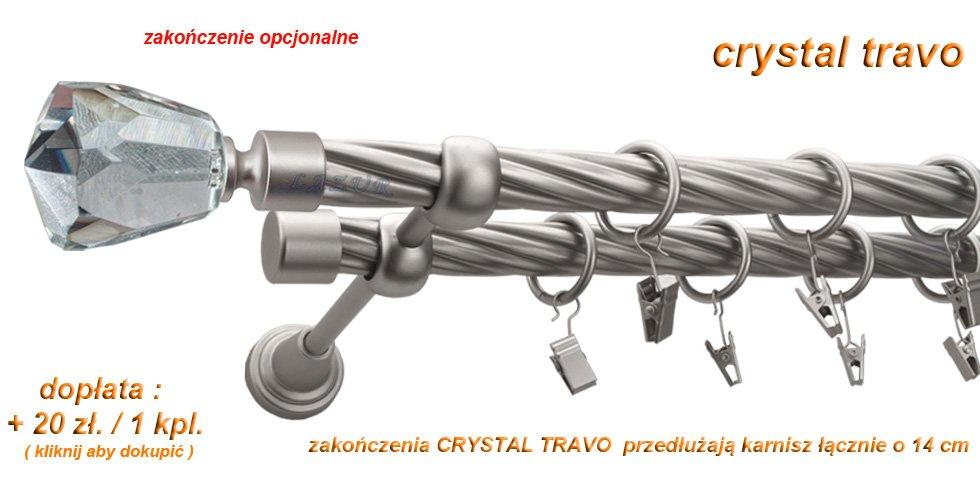 Karnisz TRAVO Satyna Nikiel, Podwójny 19 + 19 rura skrętna - 320 cm - obrazek 3
