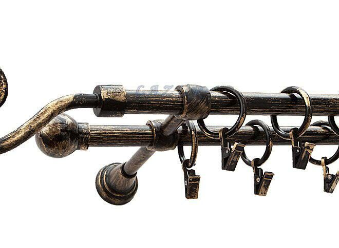 Karnisz Motyw Kute Czarne Złoto, Podwójne 16 + 16 HAK - 480 cm