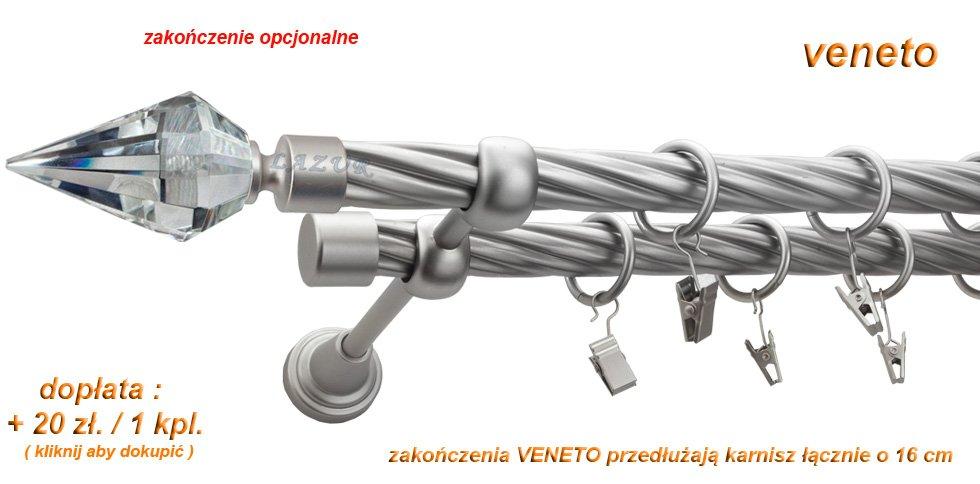 Karnisz VENETO Satyna Nikiel, Podwójny 19 + 19 rura skrętna - 320 cm - obrazek 3