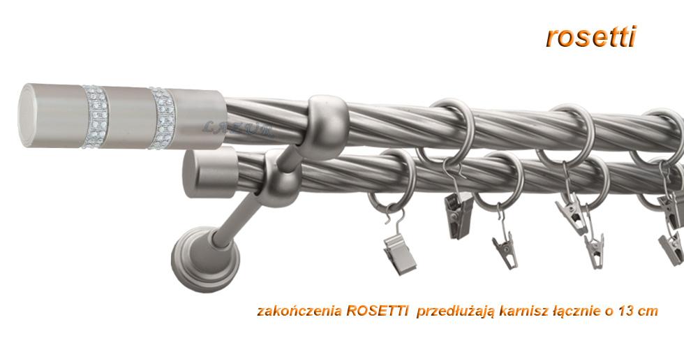 Karnisz ROSETTI Satyna Nikiel, Podwójny 19 + 19 rura skrętna - 160 cm - obrazek 3