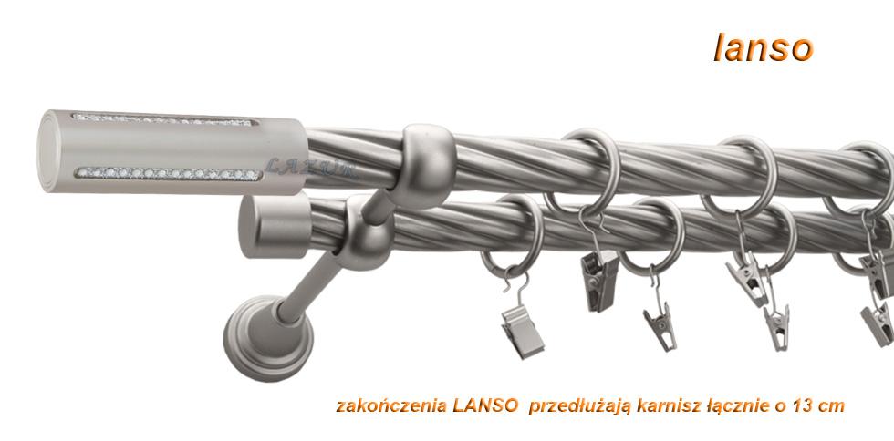 Karnisz LANSO Satyna Nikiel, Podwójny 19 + 19 rura skrętna - 160 cm - obrazek 3