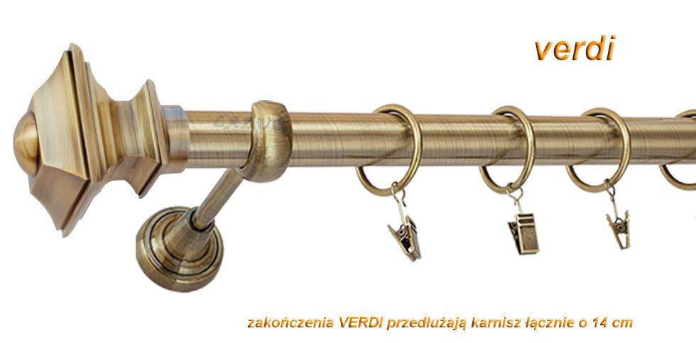Karnisz VERDI Antyk Mosiądz, Pojedynczy 25 rura gładka - 200 cm - obrazek 3