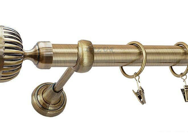 Karnisz ODEON Antyk Mosiądz, Pojedynczy 25 rura gładka - 480 cm