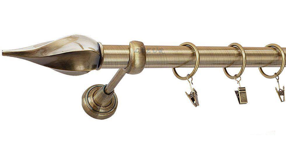 Karnisz TWISTER Antyk Mosiądz, Pojedynczy 25 rura gładka - 120 cm