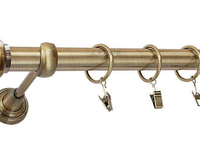 Karnisz ZAŚLEPKA Antyk Mosiądz, Pojedynczy 25 rura gładka - 260 cm