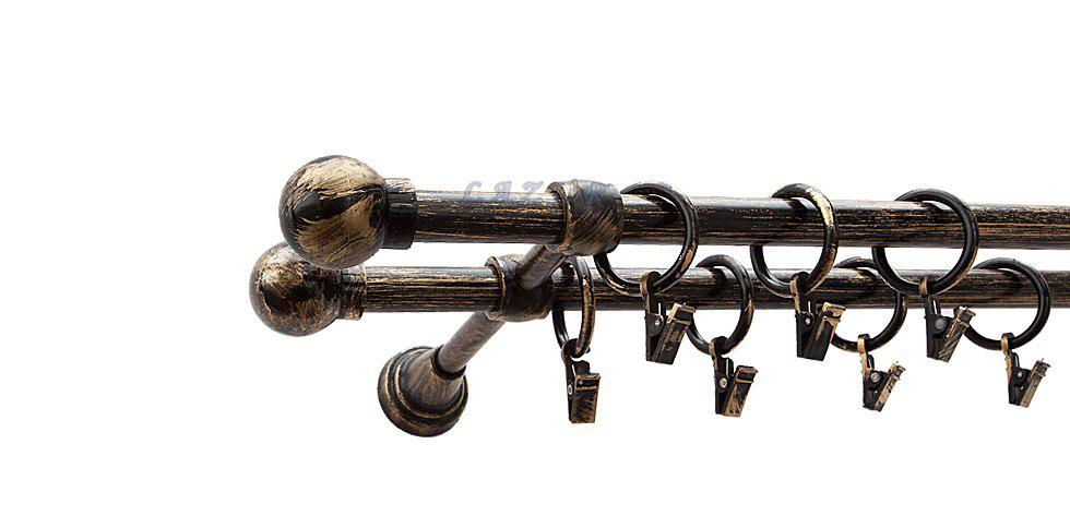 Karnisz Motyw Kute Czarne Złoto, Podwójne 16 + 16 KULA - 180 cm