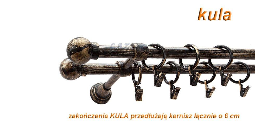 Karnisz Motyw Kute Czarne Złoto, Podwójne 16 + 16 KULA - 180 cm - obrazek 3