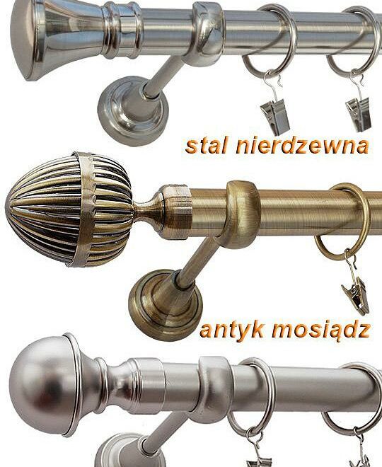 Alternative view of Karnisz DANTE Stal Nierdzewna, Pojedynczy 25 rura gładka - 480 cm